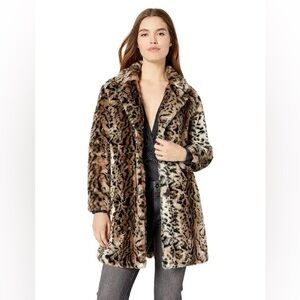 BB Dakota Bradshaw Leopard Print Faux Fur Coat